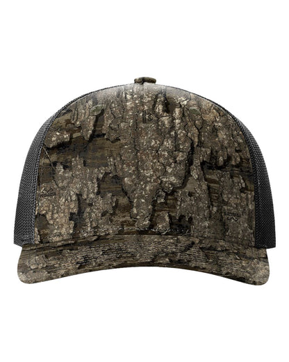 Richardson 112PFP Realtree Camo Series - Snap-back Truckers Hat - Custom Branded Laser Engraved Leatherette Patch