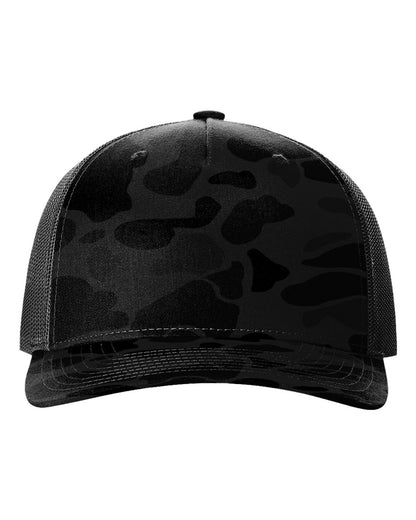 Richardson 112PFP Duck Camo Series - Snap-back Truckers Hat - Custom Branded Laser Engraved Leatherette Patch