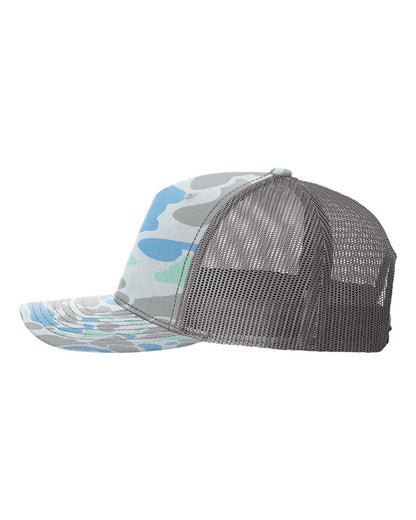 Richardson 112PFP Duck Camo Series - Snap-back Truckers Hat - Custom Branded Laser Engraved Leatherette Patch