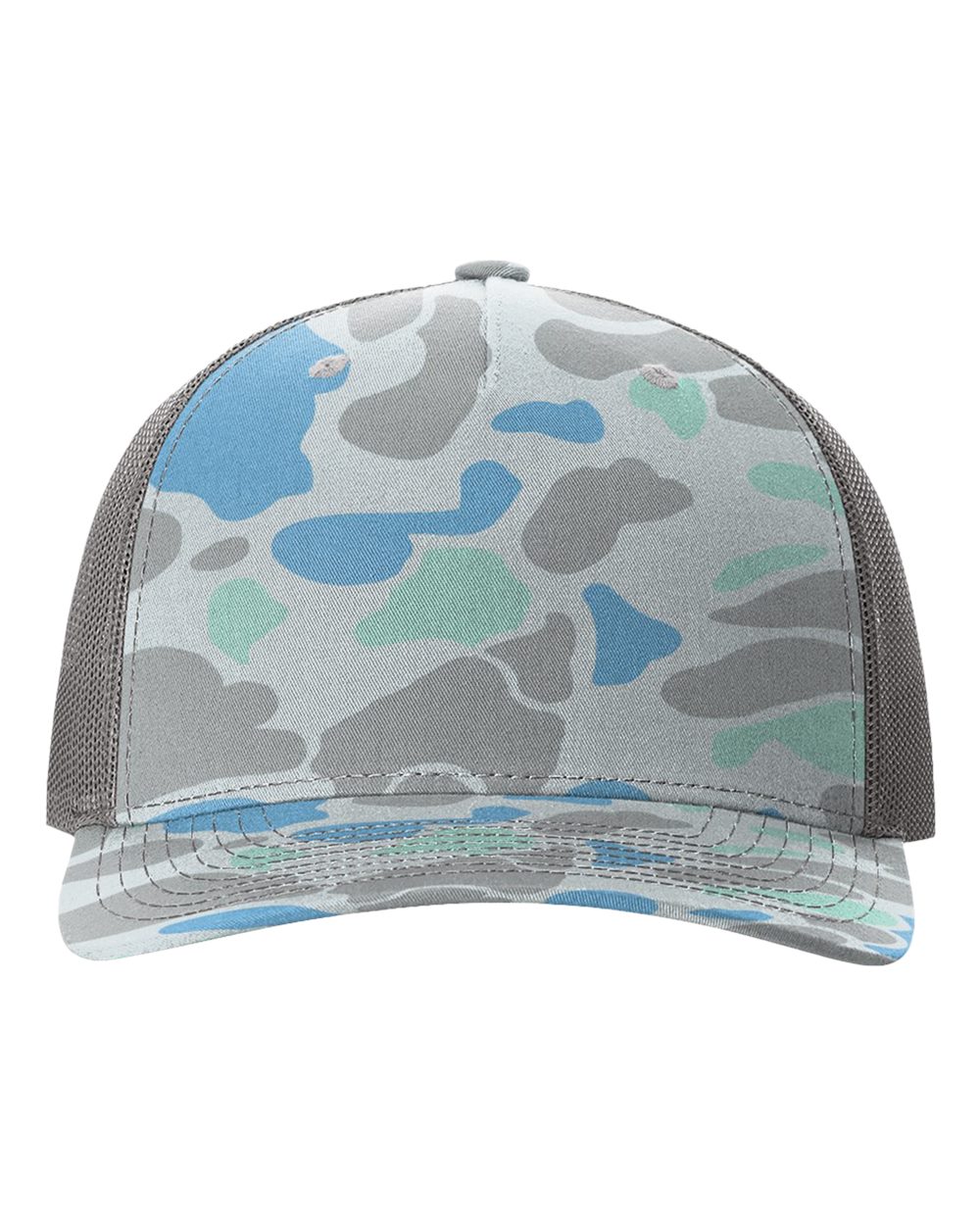 Richardson 112PFP Duck Camo Series - Snap-back Truckers Hat - Custom Branded Laser Engraved Leatherette Patch