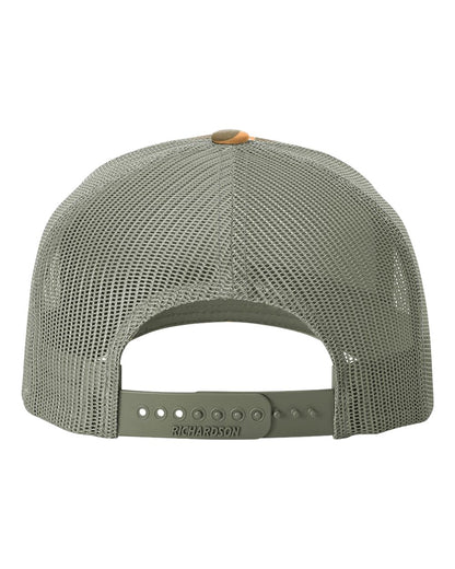 Richardson 112PFP Duck Camo Series - Snap-back Truckers Hat - Custom Branded Laser Engraved Leatherette Patch