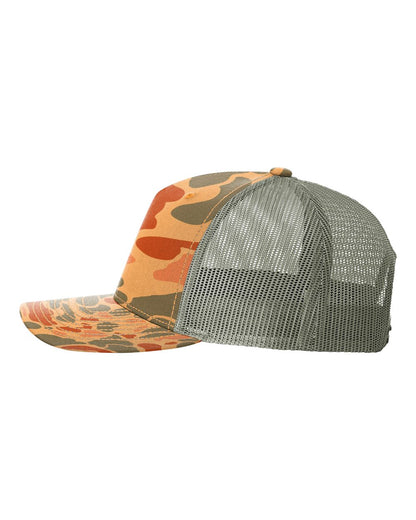 Richardson 112PFP Duck Camo Series - Snap-back Truckers Hat - Custom Branded Laser Engraved Leatherette Patch