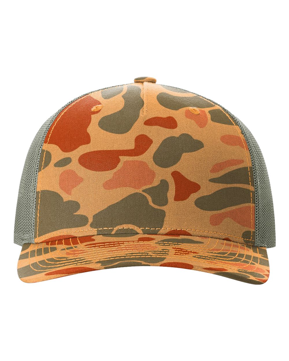 Richardson 112PFP Duck Camo Series - Snap-back Truckers Hat - Custom Branded Laser Engraved Leatherette Patch