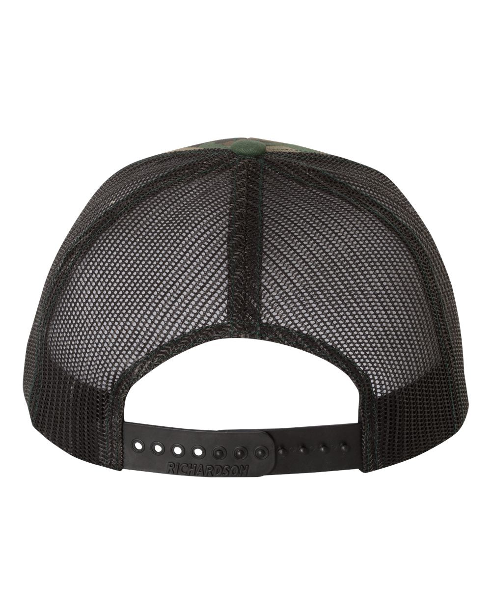Richardson 112P Camo Series Snap-back Truckers Hat with Custom Laser Engraved Leatherette Patch - Upload Your Logo, Brand, or Image