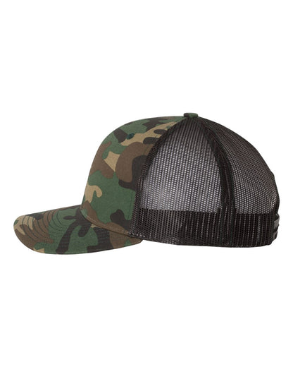 Richardson 112P Camo Series Snap-back Truckers Hat with Custom Laser Engraved Leatherette Patch - Upload Your Logo, Brand, or Image