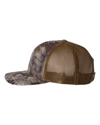 Richardson 112P Camo Series Snap-back Truckers Hat with Custom Laser Engraved Leatherette Patch - Upload Your Logo, Brand, or Image