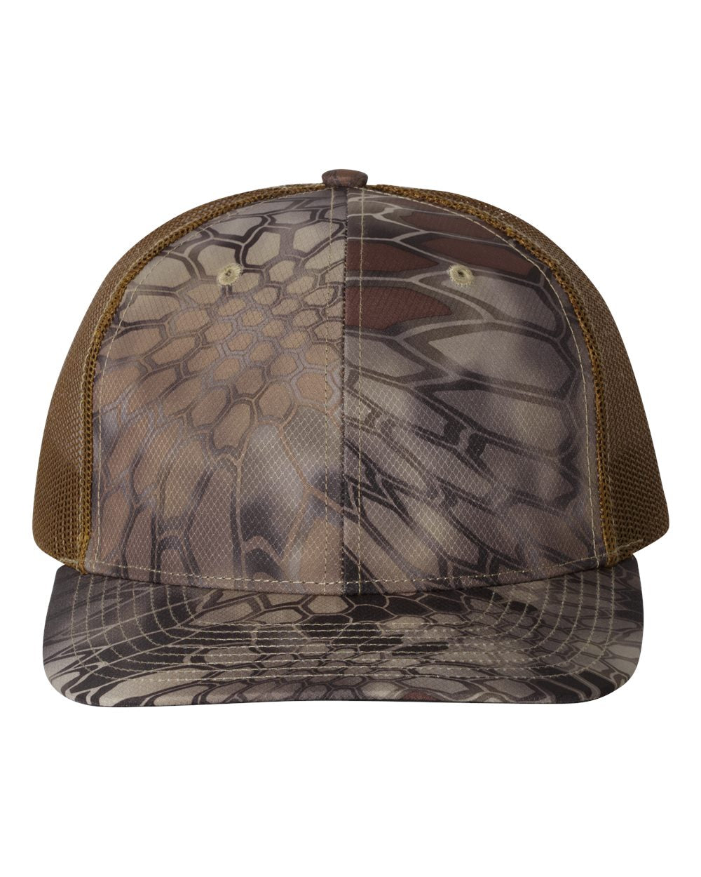 Richardson 112P Camo Series Snap-back Truckers Hat with Custom Laser Engraved Leatherette Patch - Upload Your Logo, Brand, or Image