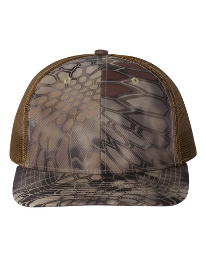 Richardson 112P Camo Series Snap-back Truckers Hat with Custom Laser Engraved Leatherette Patch - Upload Your Logo, Brand, or Image