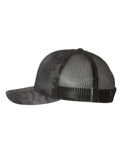 Richardson 112P Camo Series Snap-back Truckers Hat with Custom Laser Engraved Leatherette Patch - Upload Your Logo, Brand, or Image