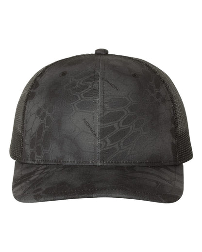 Richardson 112P Camo Series Snap-back Truckers Hat with Custom Laser Engraved Leatherette Patch - Upload Your Logo, Brand, or Image