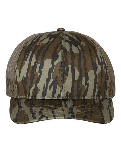 Richardson 112P Camo Series Snap-back Truckers Hat with Custom Laser Engraved Leatherette Patch - Upload Your Logo, Brand, or Image