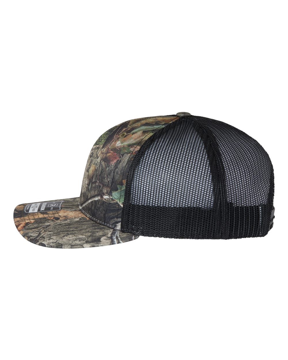 Richardson 112P Camo Series Snap-back Truckers Hat with Custom Laser Engraved Leatherette Patch - Upload Your Logo, Brand, or Image