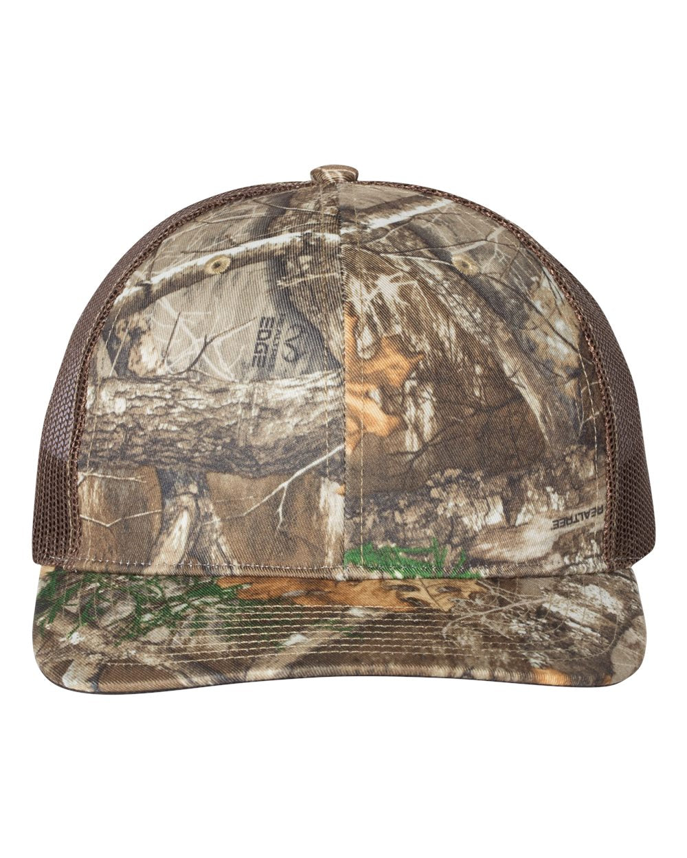 Richardson 112P Camo Series Snap-back Truckers Hat with Custom Laser Engraved Leatherette Patch - Upload Your Logo, Brand, or Image