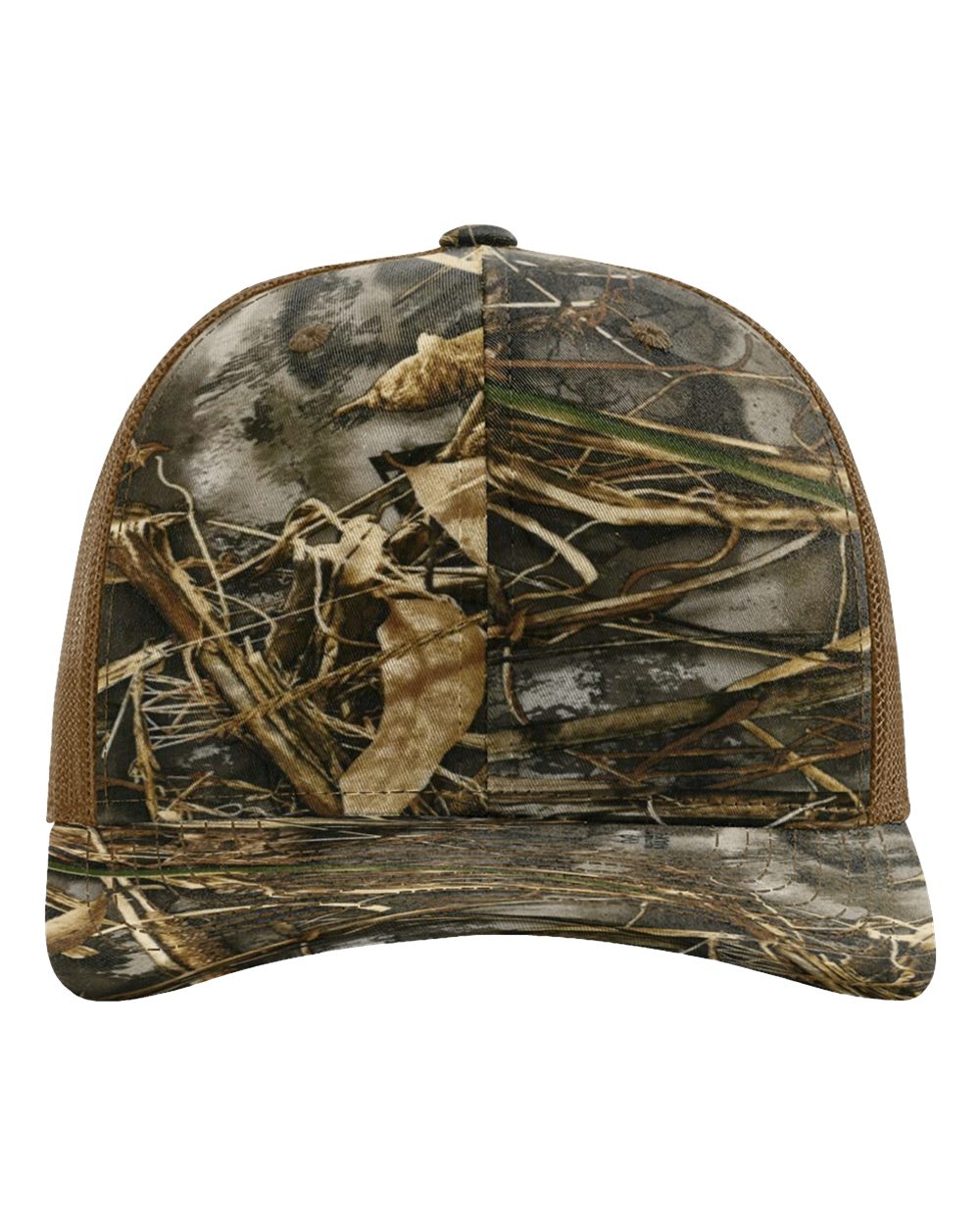 Richardson 112P Camo Series Snap-back Truckers Hat with Custom Laser Engraved Leatherette Patch - Upload Your Logo, Brand, or Image