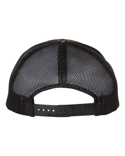 Richardson 112P Camo Series Snap-back Truckers Hat with Custom Laser Engraved Leatherette Patch - Upload Your Logo, Brand, or Image