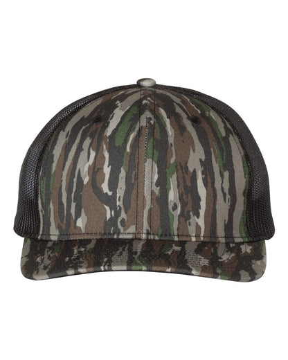 Richardson 112P Camo Series Snap-back Truckers Hat with Custom Laser Engraved Leatherette Patch - Upload Your Logo, Brand, or Image