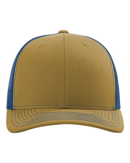 Richardson 112 Snap-back Truckers Hat with Custom Laser Engraved Rectangle Leatherette Patch - Upload Your Logo, Brand, or Image