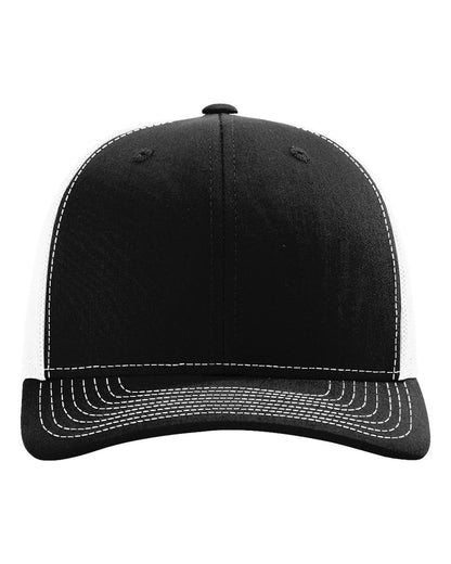 Richardson 112 Snap-back Truckers Hat with Custom Laser Engraved Rectangle Leatherette Patch - Upload Your Logo, Brand, or Image