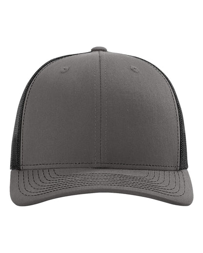 Richardson 112 Snap-back Truckers Hat with Custom Laser Engraved Rectangle Leatherette Patch - Upload Your Logo, Brand, or Image