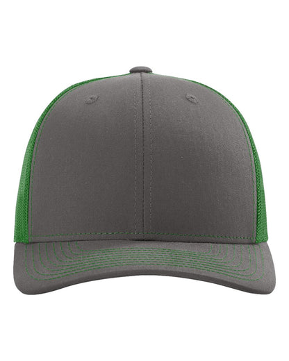 Richardson 112 Snap-back Truckers Hat with Custom Laser Engraved Rectangle Leatherette Patch - Upload Your Logo, Brand, or Image