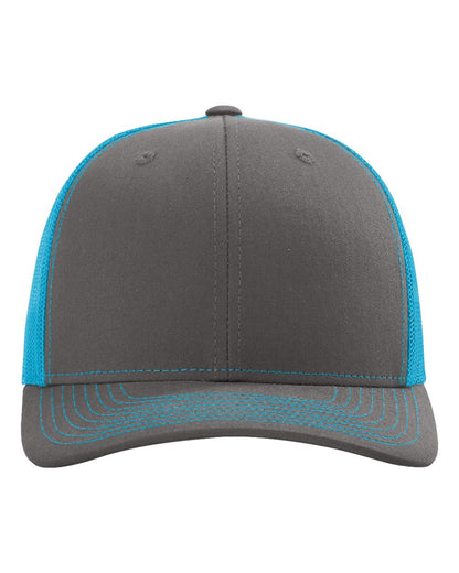 Richardson 112 Snap-back Truckers Hat with Custom Laser Engraved Rectangle Leatherette Patch - Upload Your Logo, Brand, or Image