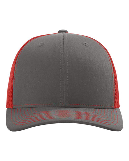 Richardson 112 Snap-back Truckers Hat with Custom Laser Engraved Rectangle Leatherette Patch - Upload Your Logo, Brand, or Image