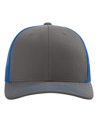Richardson 112 Snap-back Truckers Hat with Custom Laser Engraved Rectangle Leatherette Patch - Upload Your Logo, Brand, or Image