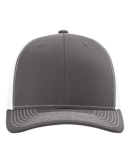 Richardson 112 Snap-back Truckers Hat with Custom Laser Engraved Rectangle Leatherette Patch - Upload Your Logo, Brand, or Image