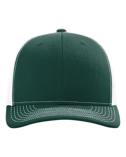 Richardson 112 Snap-back Truckers Hat with Custom Laser Engraved Rectangle Leatherette Patch - Upload Your Logo, Brand, or Image