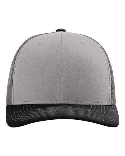 Richardson 112 Snap-back Truckers Hat with Custom Laser Engraved Rectangle Leatherette Patch - Upload Your Logo, Brand, or Image