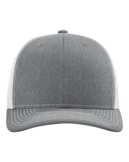 Richardson 112 Snap-back Truckers Hat with Custom Laser Engraved Rectangle Leatherette Patch - Upload Your Logo, Brand, or Image