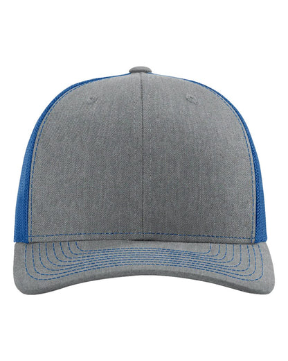 Richardson 112 Snap-back Truckers Hat with Custom Laser Engraved Rectangle Leatherette Patch - Upload Your Logo, Brand, or Image