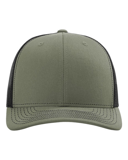 Richardson 112 Snap-back Truckers Hat with Custom Laser Engraved Rectangle Leatherette Patch - Upload Your Logo, Brand, or Image