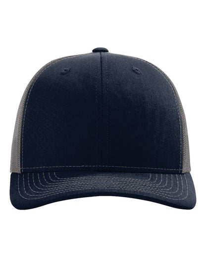 Richardson 112 Snap-back Truckers Hat with Custom Laser Engraved Rectangle Leatherette Patch - Upload Your Logo, Brand, or Image