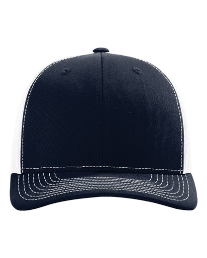 Richardson 112 Snap-back Truckers Hat with Custom Laser Engraved Rectangle Leatherette Patch - Upload Your Logo, Brand, or Image