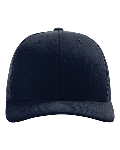 Richardson 112 Snap-back Truckers Hat with Custom Laser Engraved Rectangle Leatherette Patch - Upload Your Logo, Brand, or Image
