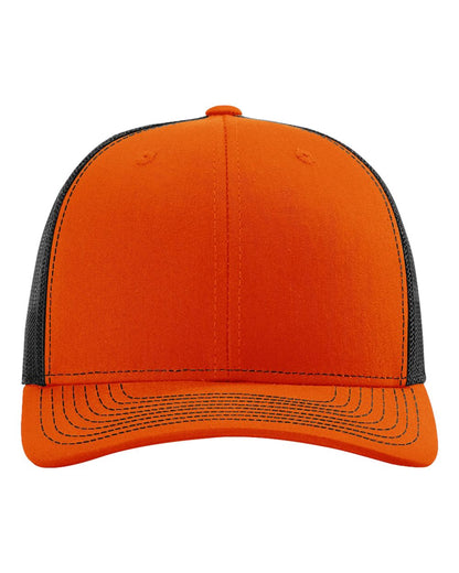 Richardson 112 Snap-back Truckers Hat with Custom Laser Engraved Rectangle Leatherette Patch - Upload Your Logo, Brand, or Image