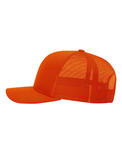 Richardson 112 Snap-back Truckers Hat with Custom Laser Engraved Rectangle Leatherette Patch - Upload Your Logo, Brand, or Image