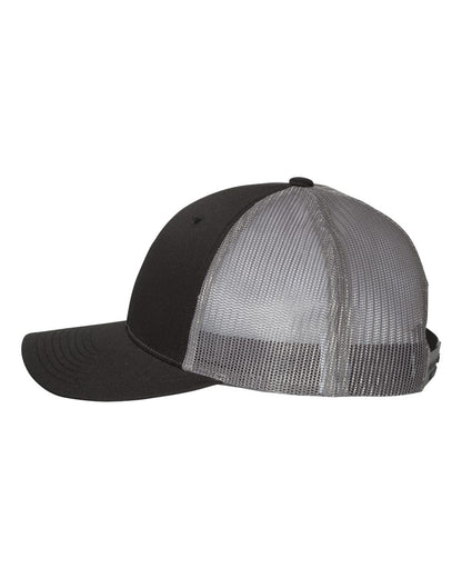 Richardson 115 Low Profile Snap-back Truckers Hat with Custom Branded Laser Engraved Leatherette Patch