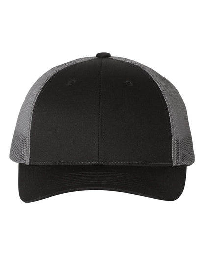 Richardson 115 Low Profile Snap-back Truckers Hat with Custom Branded Laser Engraved Leatherette Patch