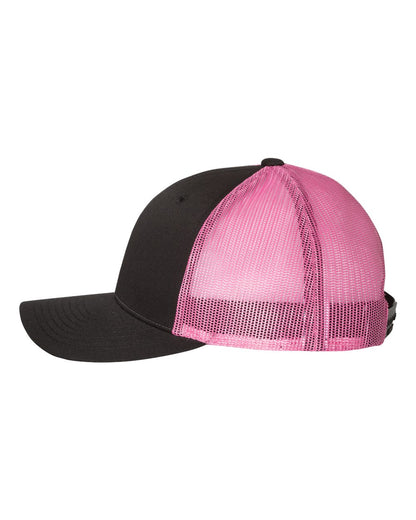 Richardson 115 Low Profile Snap-back Truckers Hat with Custom Branded Laser Engraved Leatherette Patch