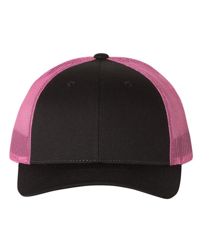 Richardson 115 Low Profile Snap-back Truckers Hat with Custom Branded Laser Engraved Leatherette Patch