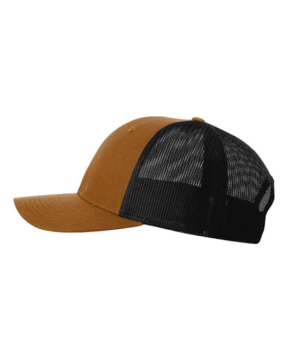 Richardson 115 Low Profile Snap-back Truckers Hat with Custom Branded Laser Engraved Leatherette Patch