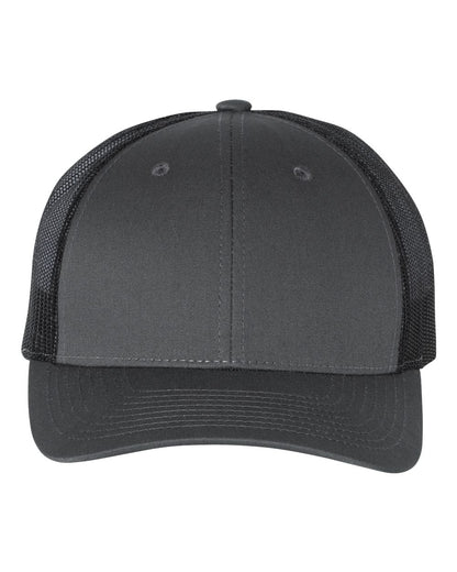 Richardson 115 Low Profile Snap-back Truckers Hat with Custom Branded Laser Engraved Leatherette Patch