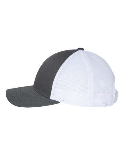 Richardson 115 Low Profile Snap-back Truckers Hat with Custom Branded Laser Engraved Leatherette Patch
