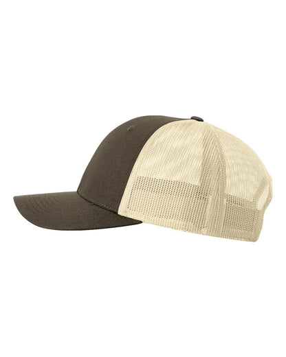 Richardson 115 Low Profile Snap-back Truckers Hat with Custom Branded Laser Engraved Leatherette Patch