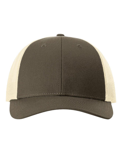 Richardson 115 Low Profile Snap-back Truckers Hat with Custom Branded Laser Engraved Leatherette Patch