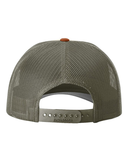 Richardson 115 Low Profile Snap-back Truckers Hat with Custom Branded Laser Engraved Leatherette Patch