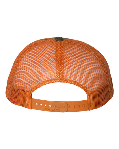 Richardson 115 Low Profile Snap-back Truckers Hat with Custom Branded Laser Engraved Leatherette Patch