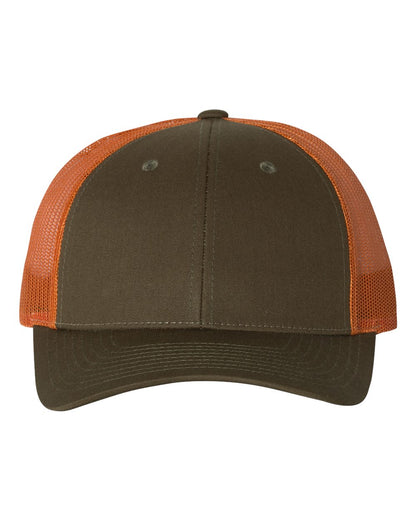 Richardson 115 Low Profile Snap-back Truckers Hat with Custom Branded Laser Engraved Leatherette Patch